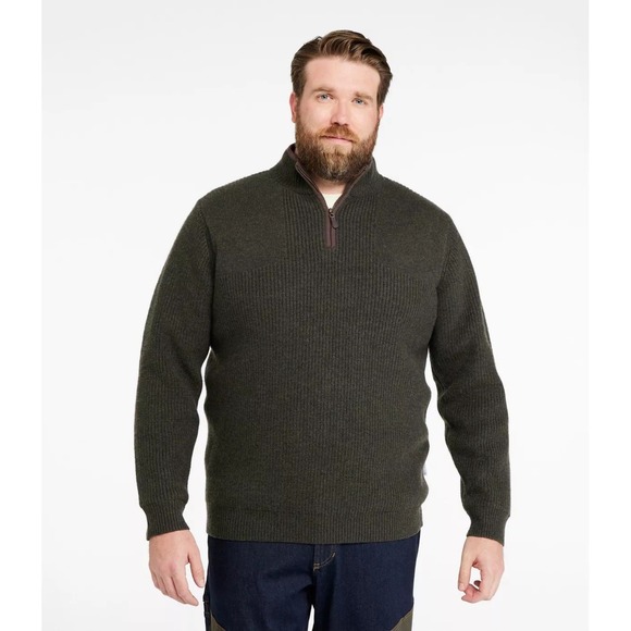 L.L. Bean Other - L.L. Bean Mens 1/4 Zip Waterfowl Lambswool Sweater Wind Stopper Goretex Sz Lg